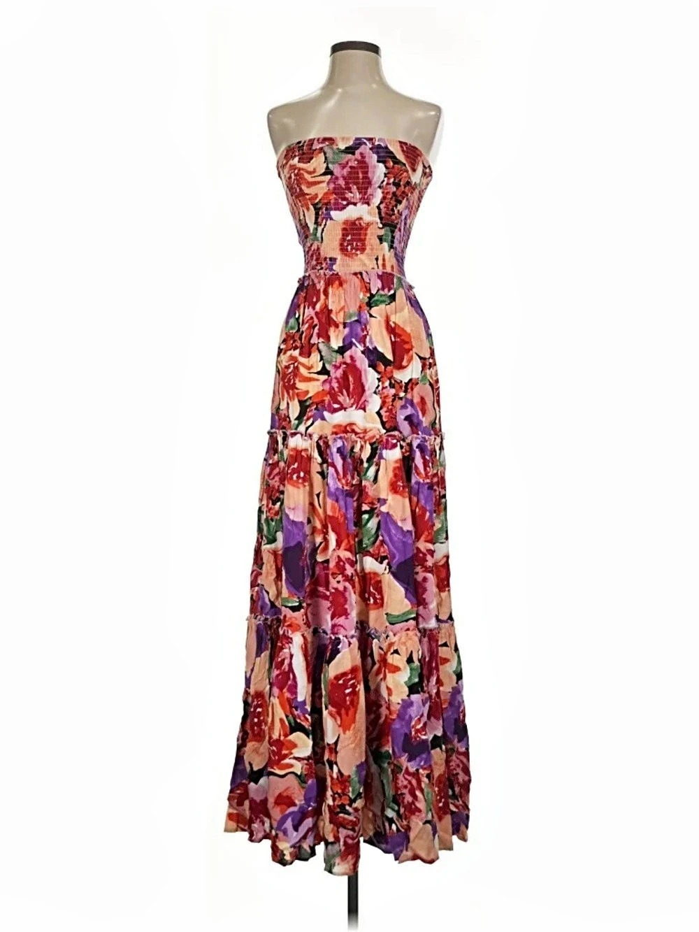 Abel the Label Printed Strapless Maxi Dress